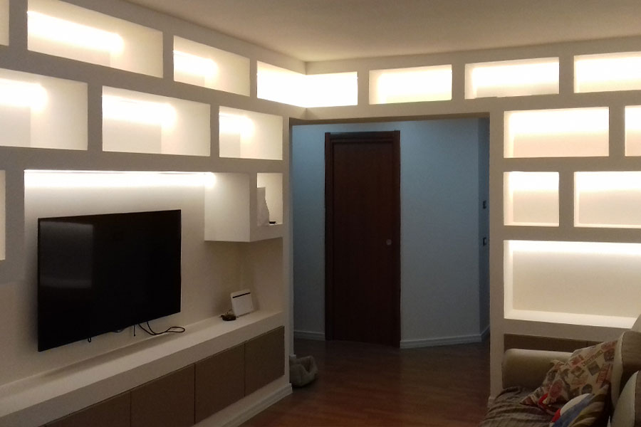 Libreria in cartongesso con LED